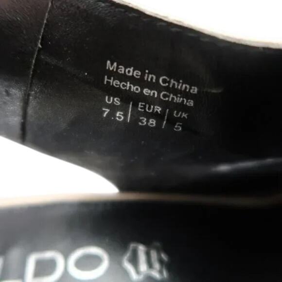 Aldo Shoes Womens 7.5 Pumps Ankle Wrap Buckle Bootie Peep Toe Leather Block Heel - Picture 10 of 16